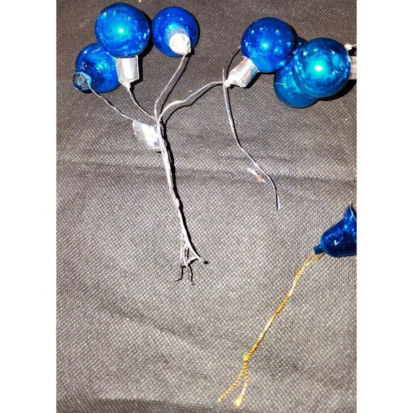 19 Vintage Blue Glass Christmas Tree Ornaments Tiny Bulb Wreath Twist - Picture 4 of 5